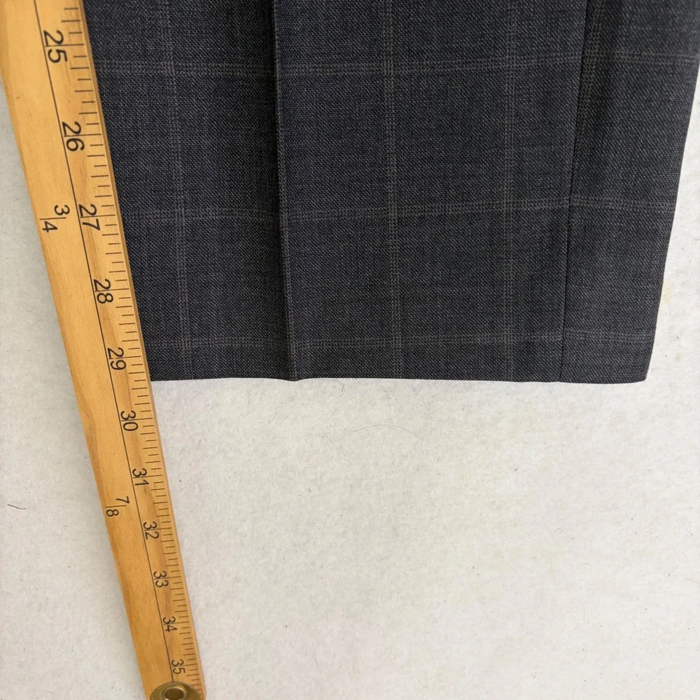 Armani Collezioni Dress Pants Mens 50R/34 Charcoal Grey Windowpane Wool Trousers